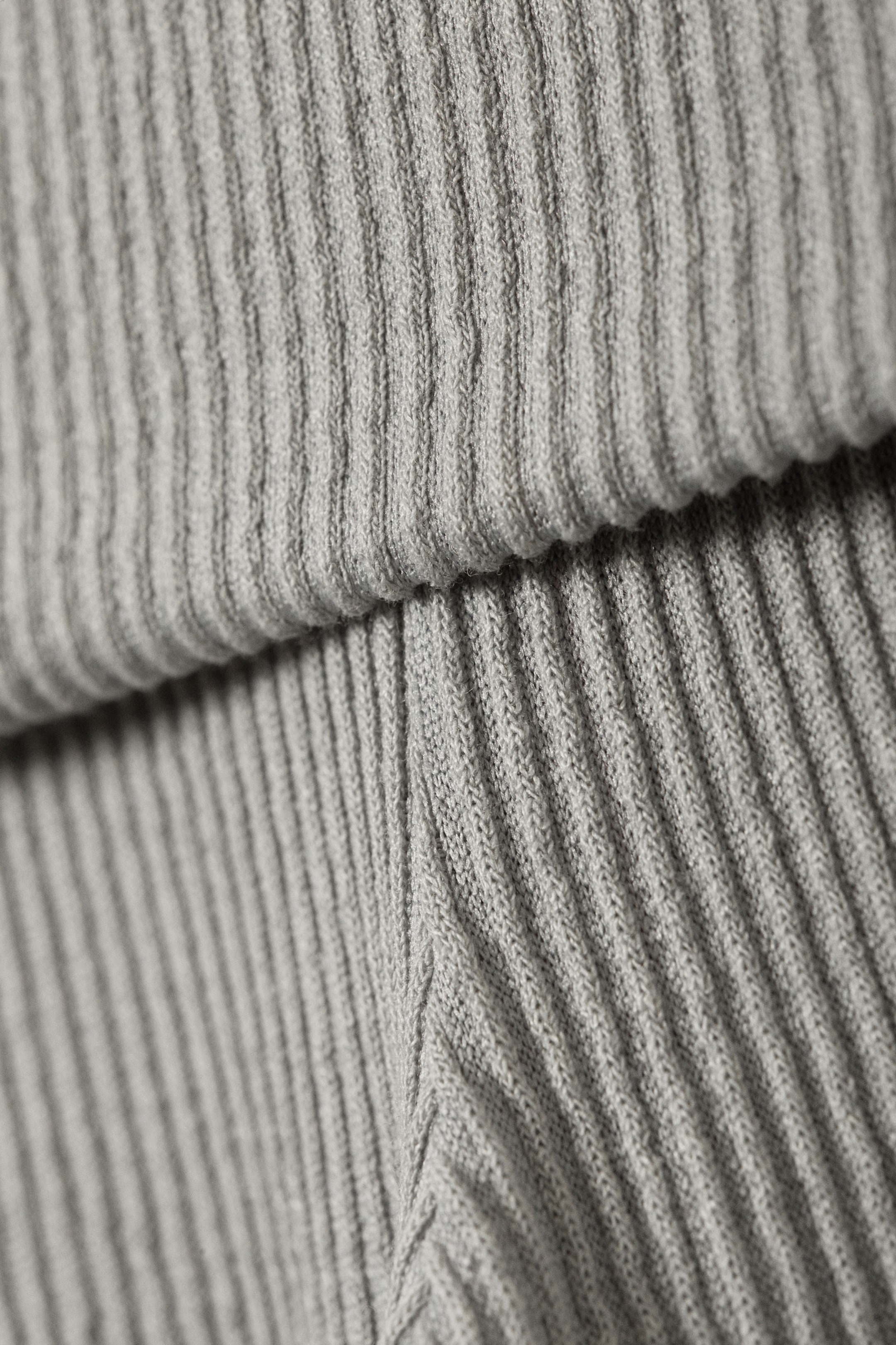 Dusty Grey - Low Waist Flared Ribbed Trousers - 5