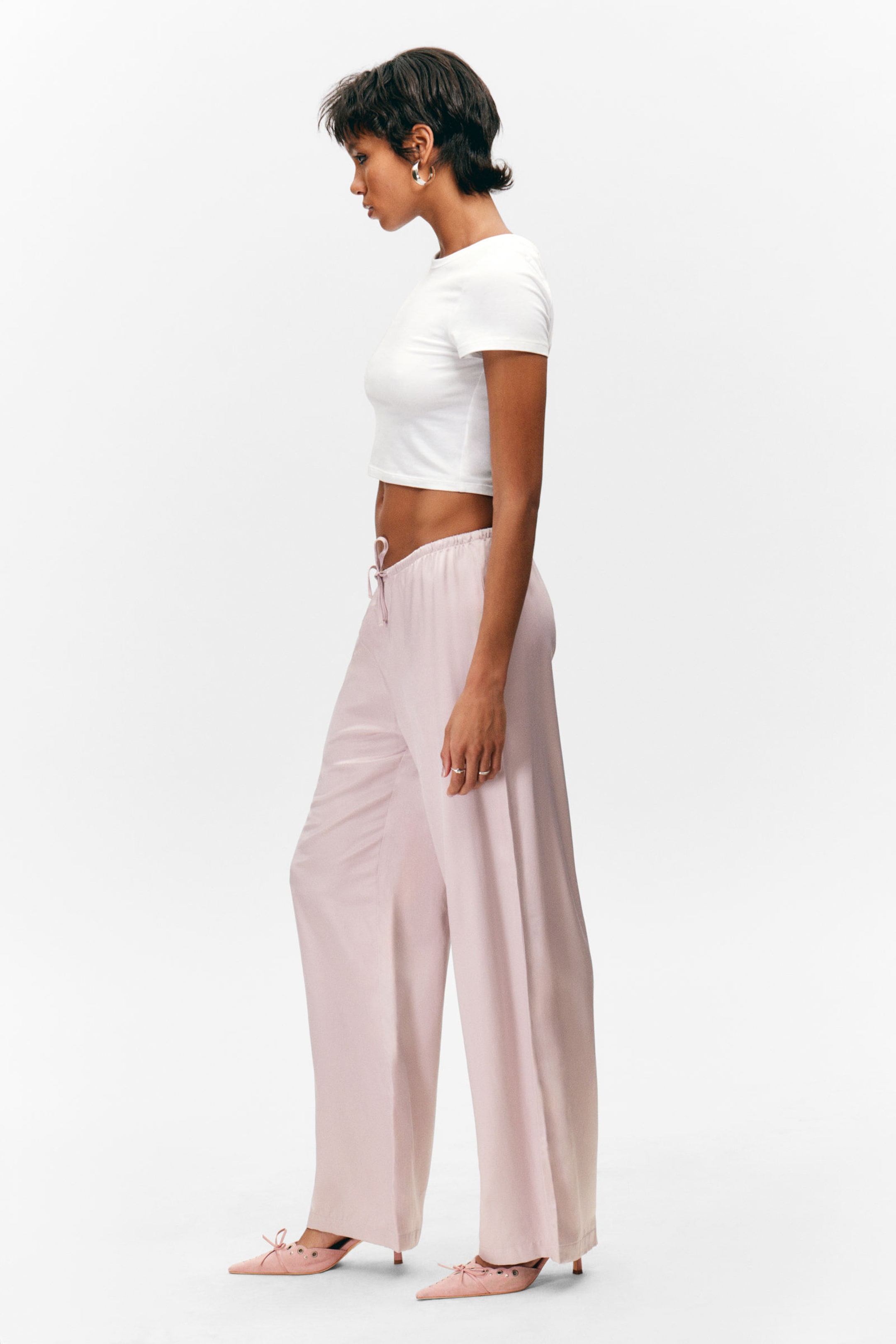 Light Pink - Low-Rise Relaxed Pull-on Trousers - 1