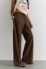 Dark Brown - Low-Rise Relaxed Pull-on Trousers - 1
