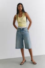 Light Yellow - Sheer Lace Sleeveless Tank Top - 1