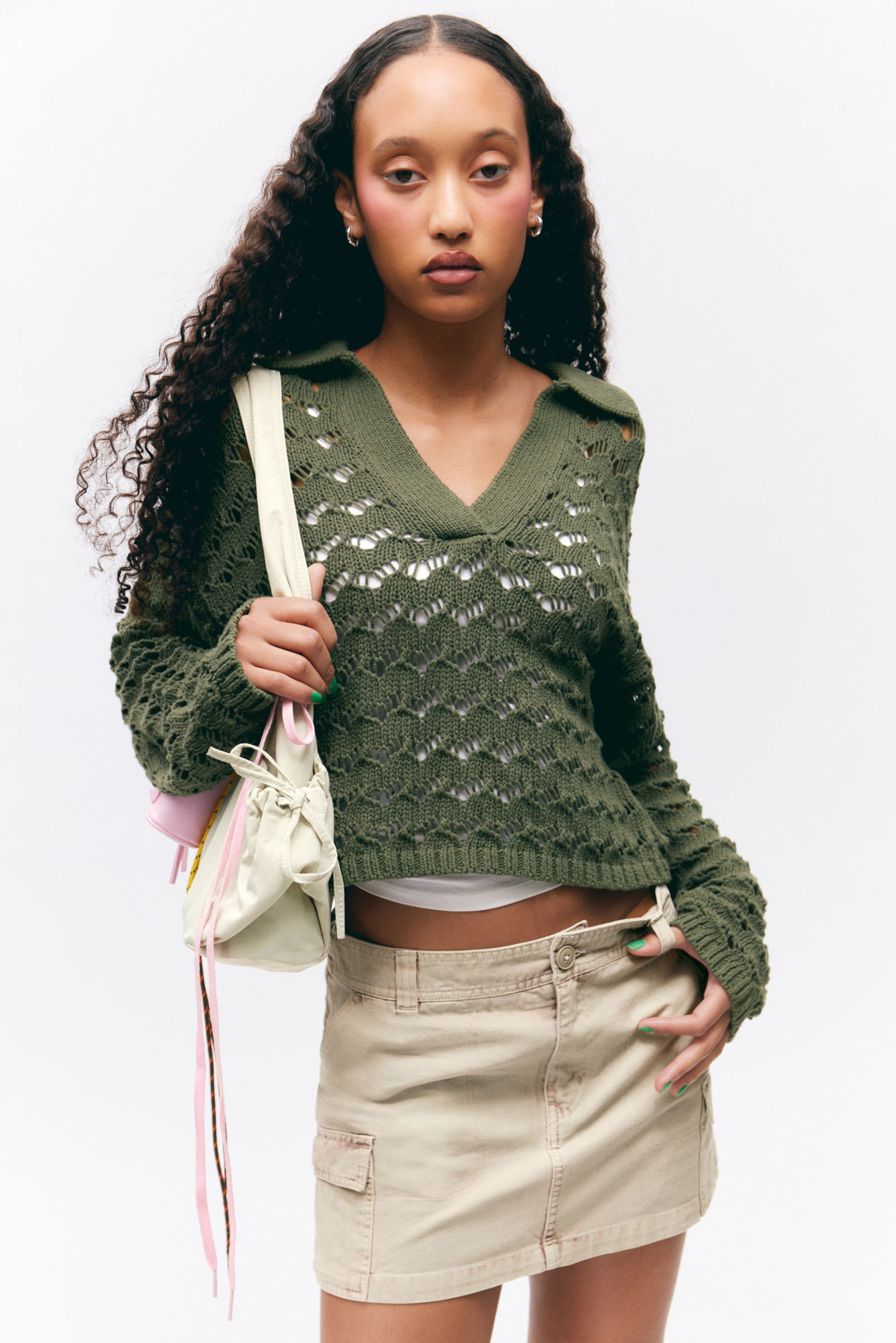 #5C6054 - Lockerer Grobstrick-Pullover - 2
