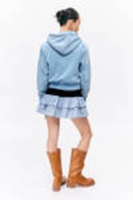 Washed Light Blue - Cropped Zip Hoodie - 2