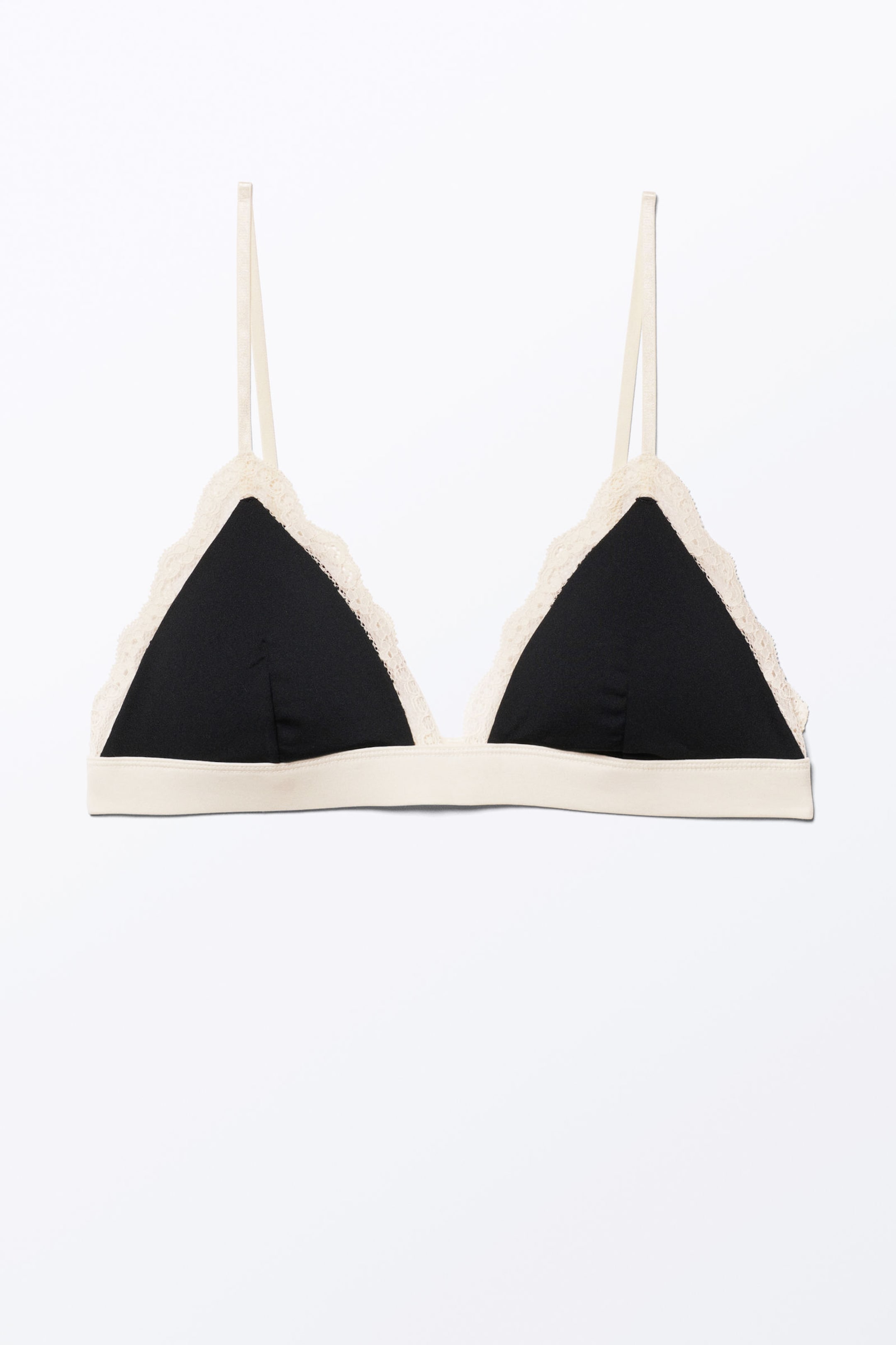 Black & Dusty White - Soft Padded Triangle Bra - 0