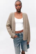 Mole brown - Relaxed knitted cardigan - 1