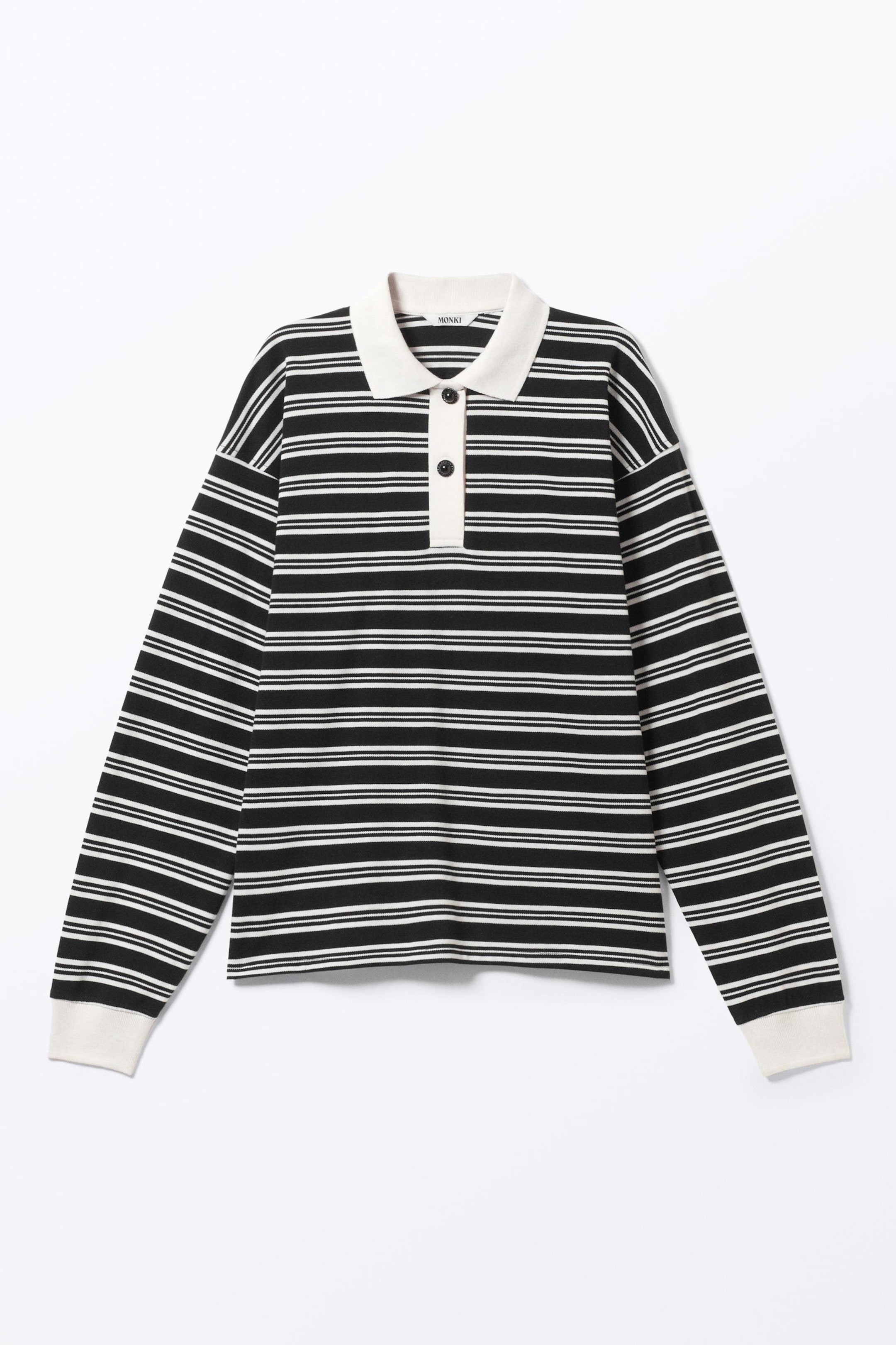 Black & White Stripes - Long Sleeve Rugby Polo Top - 4