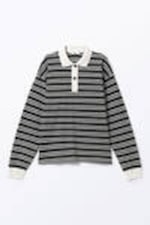 Black & White Stripes - Long Sleeve Rugby Polo Top - 4