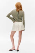 Khaki Green - Ribbed Tie-Front Cardigan - 3