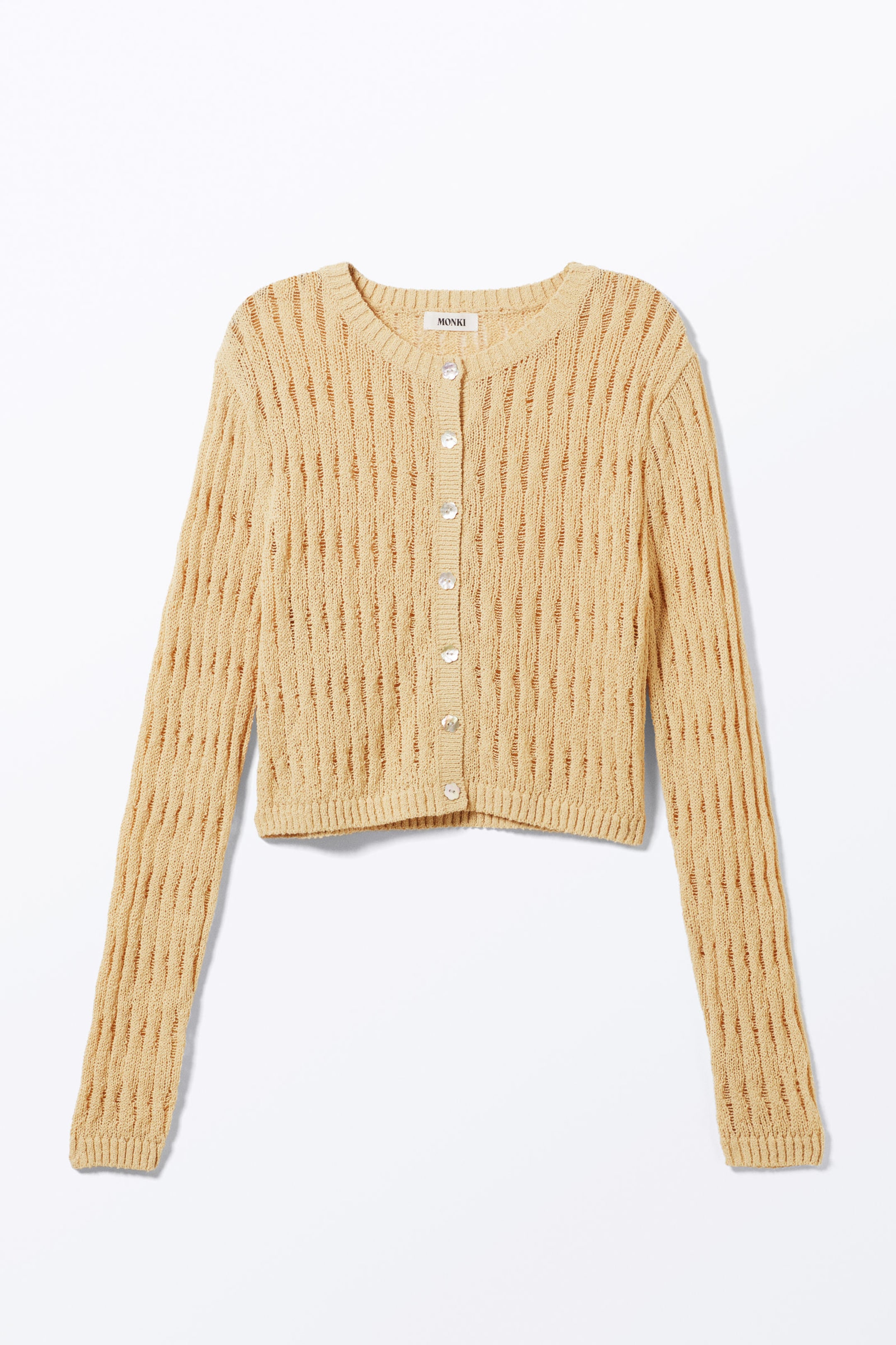 Beige - Fitted Long-Sleeved Knitted Cardigan - 3