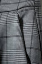 Checked Grey - Pleated High Waist Wide Leg Suiting Trousers - 4