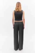 Grey pinstripe - Low waist wide leg tailored trousers - 2