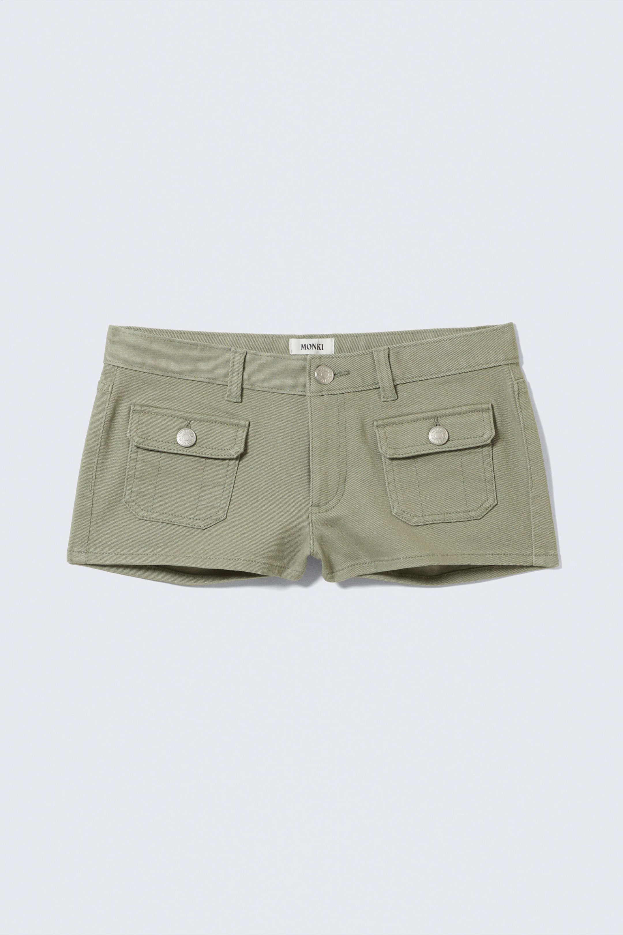 Light Khaki Green - Utility Pocket Mini Shorts - 3