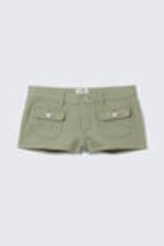 Light Khaki Green - Utility Pocket Mini Shorts - 3