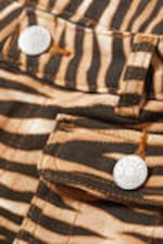 Tiger Striped - Low Waisted Bootcut Twill Trousers - 5