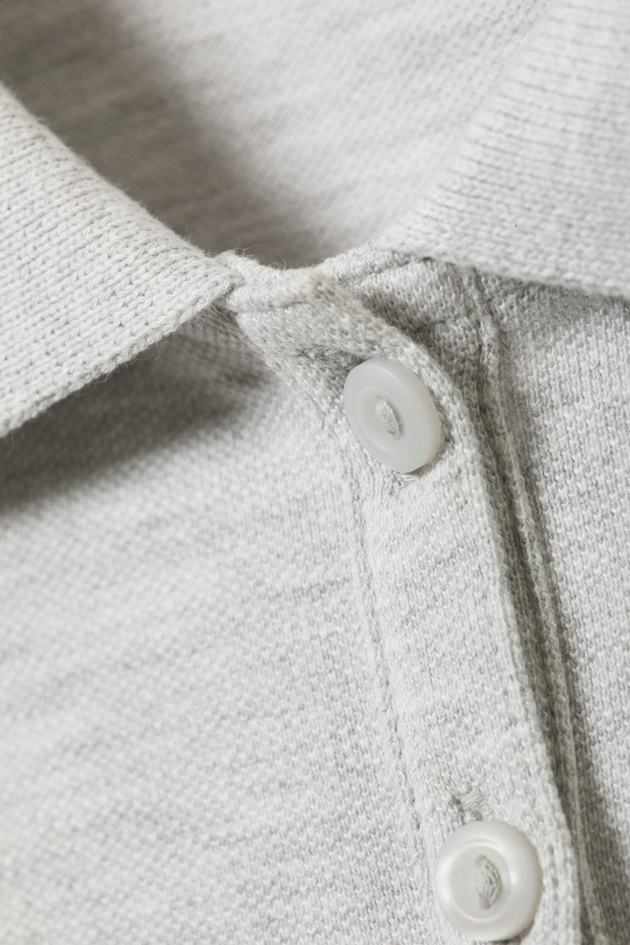 Light Grey Melange - Long-Sleeved Polo Top - 4