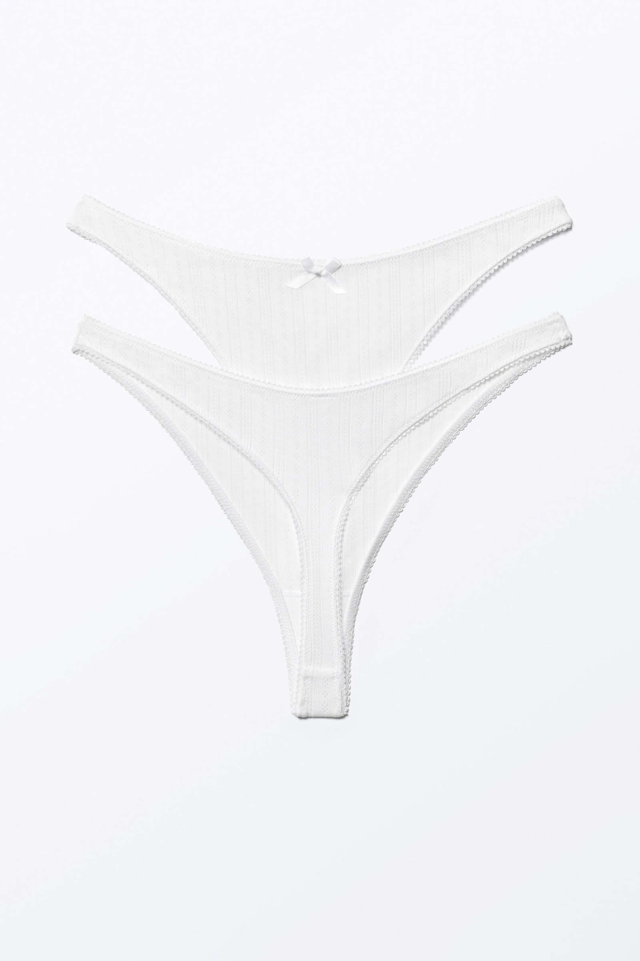 #FFFFFF - 2-pack Pearl Low Rise Thongs - 2