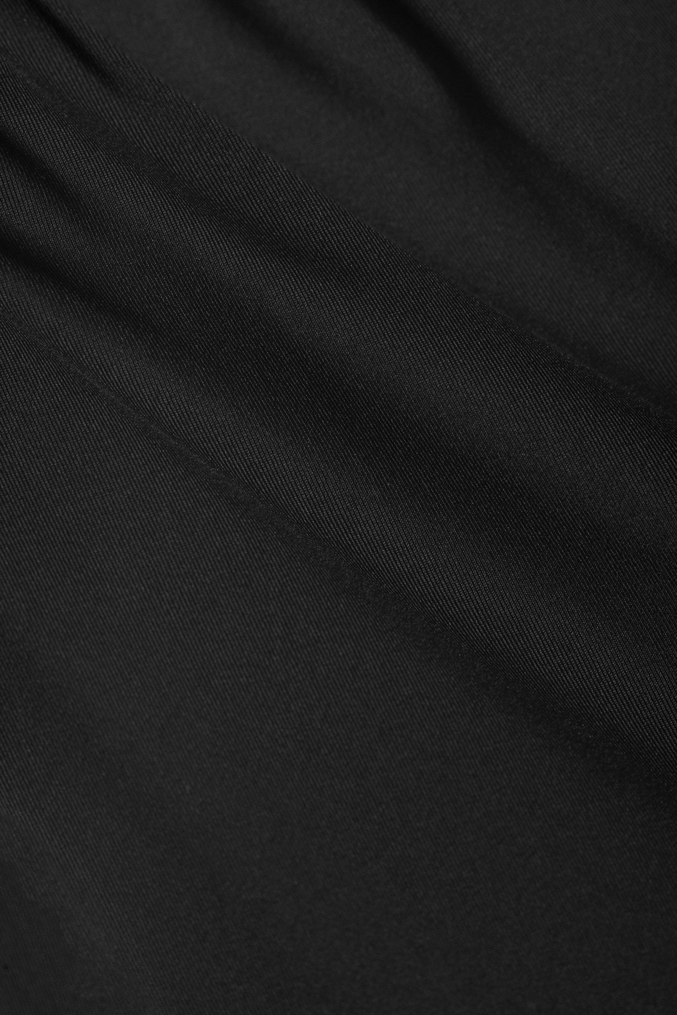 Black - Draped One-Shoulder Nylon Top - 4