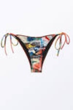 Multicoloured - Abstract Bloom - Strappy Printed Bikini Bottoms - 3
