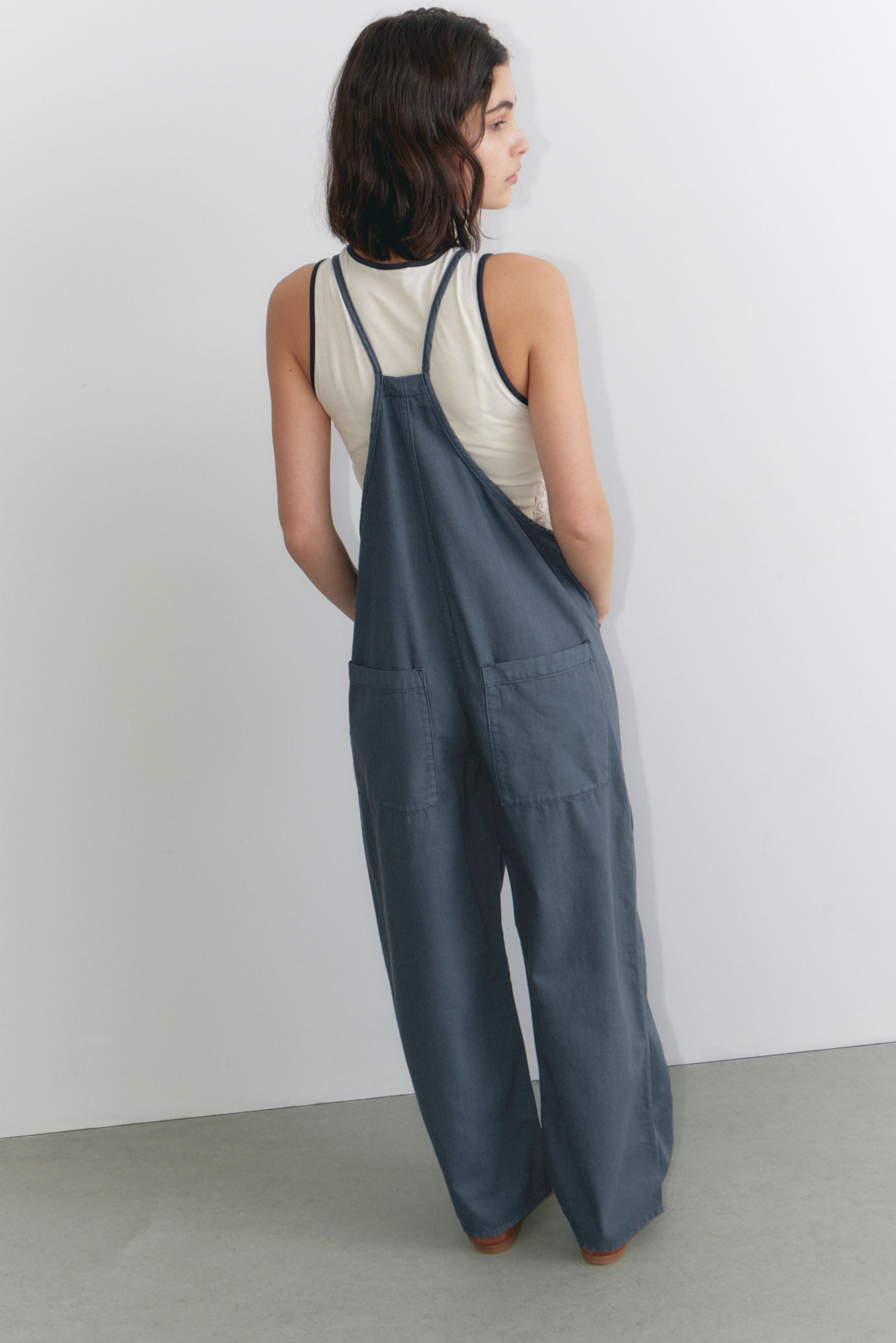 Blue - Tie Denim Dungarees - 3