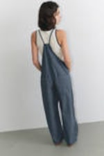 Blue - Tie Denim Dungarees - 3