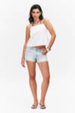 White - Drawstring Poplin Strap Top - 1