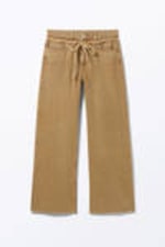 Washed Brown/Biege - Low Waisted Relaxed Twill Trousers - 3