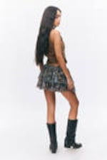 Leopard-Paisly Pattern - Frilled Mini Skirt - 2