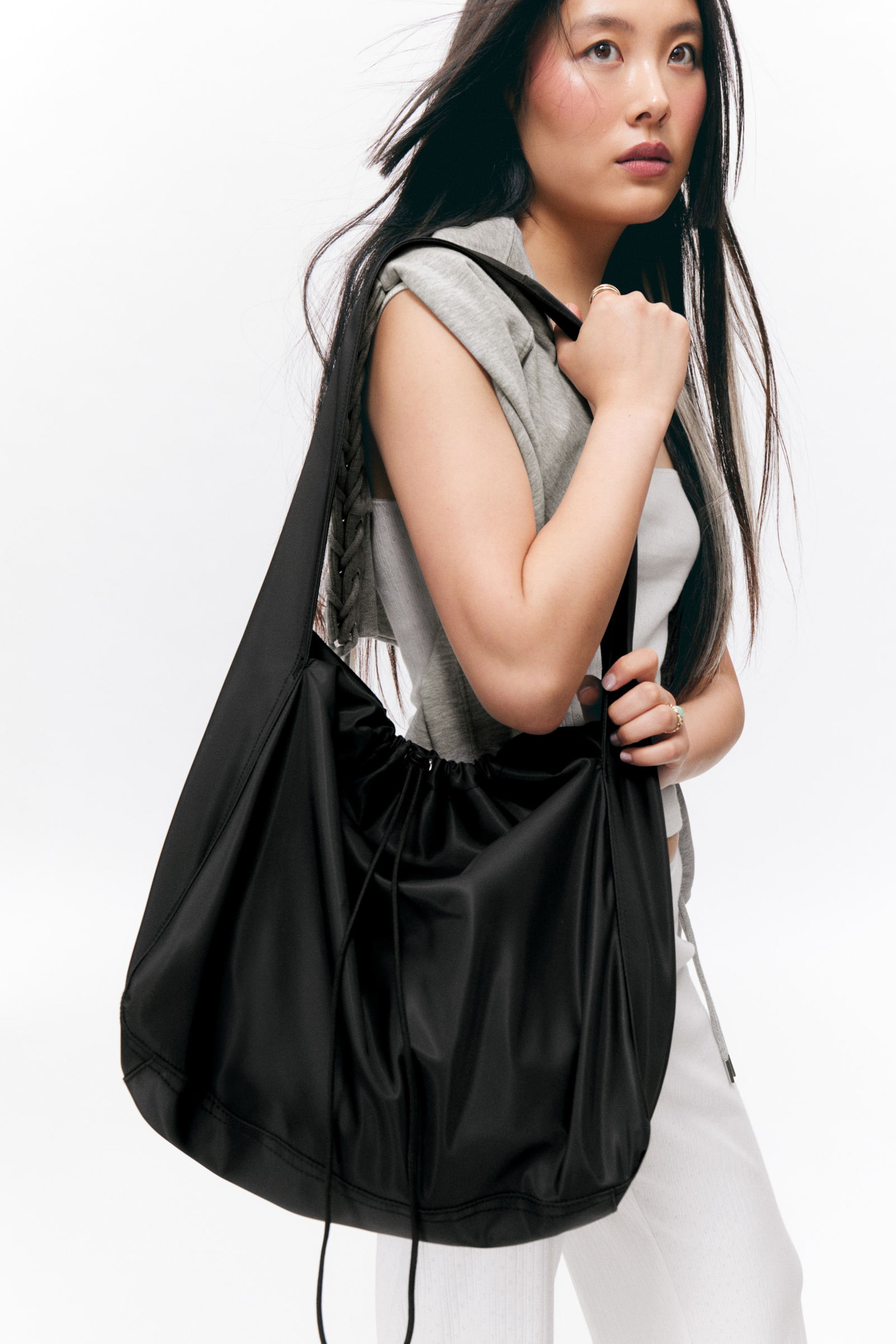 #272628 - Large Rectangular Drawstring Shoulder Bag - 1