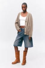 Mole brown - Relaxed knitted cardigan - 0