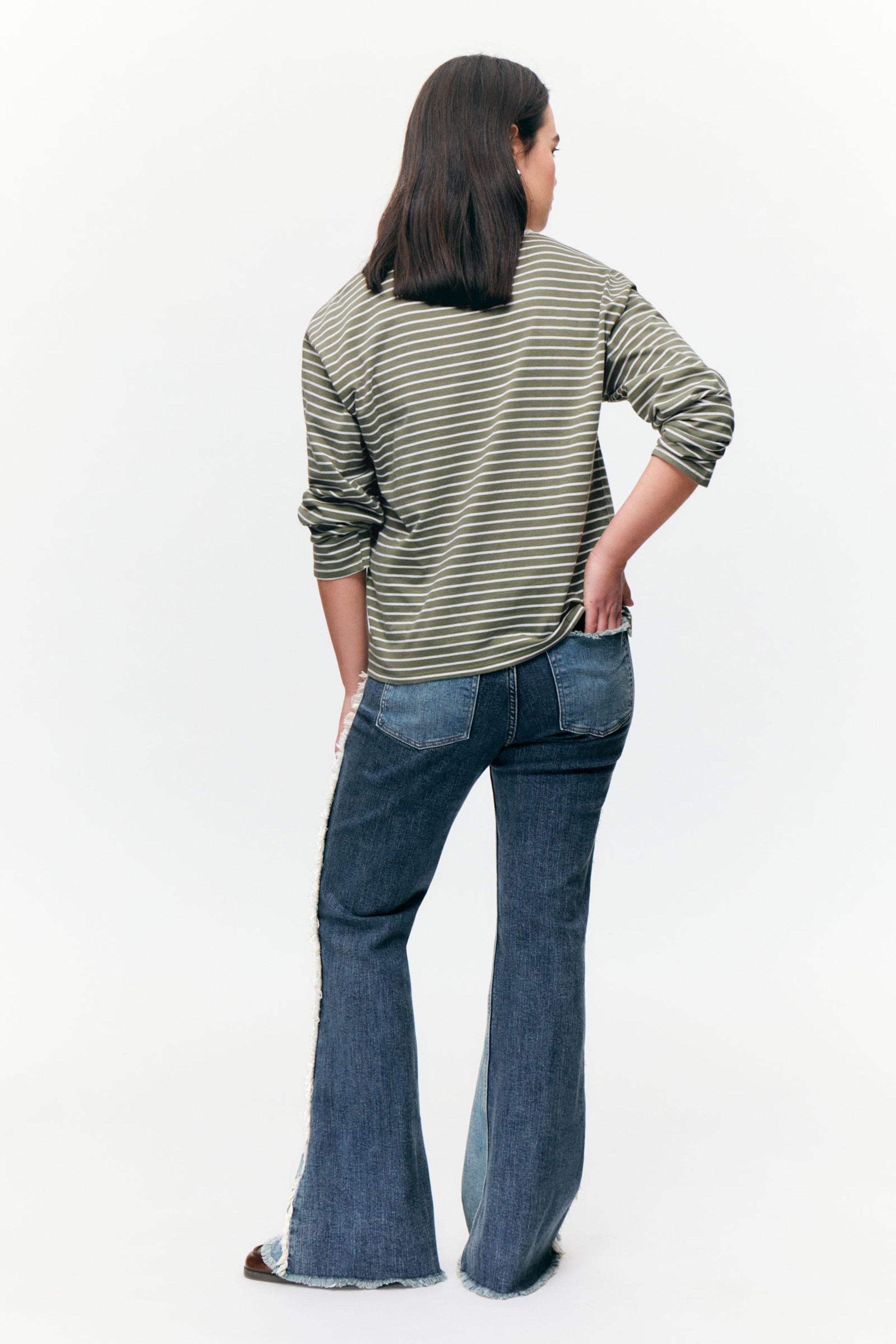 Striped Khaki - Boxy Sleeve T-Shirt - 2