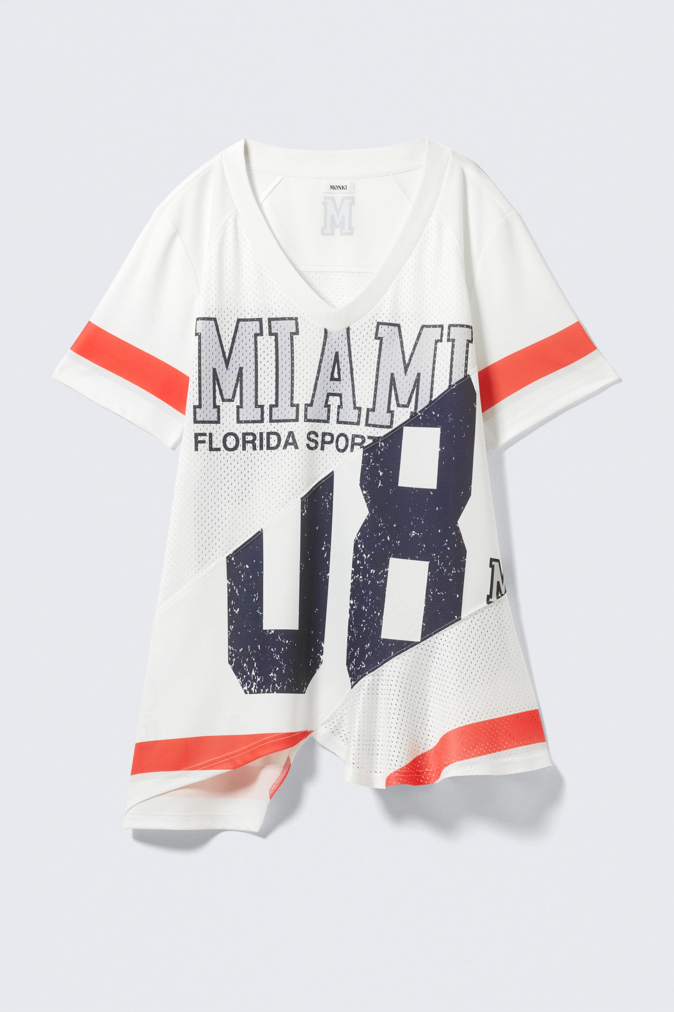 Miami Print - Asymmetric Mesh Varsity Mini Dress - 4