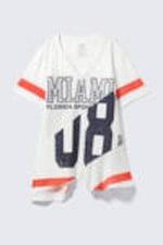 Miami Print - Asymmetric Mesh Varsity Mini Dress - 4