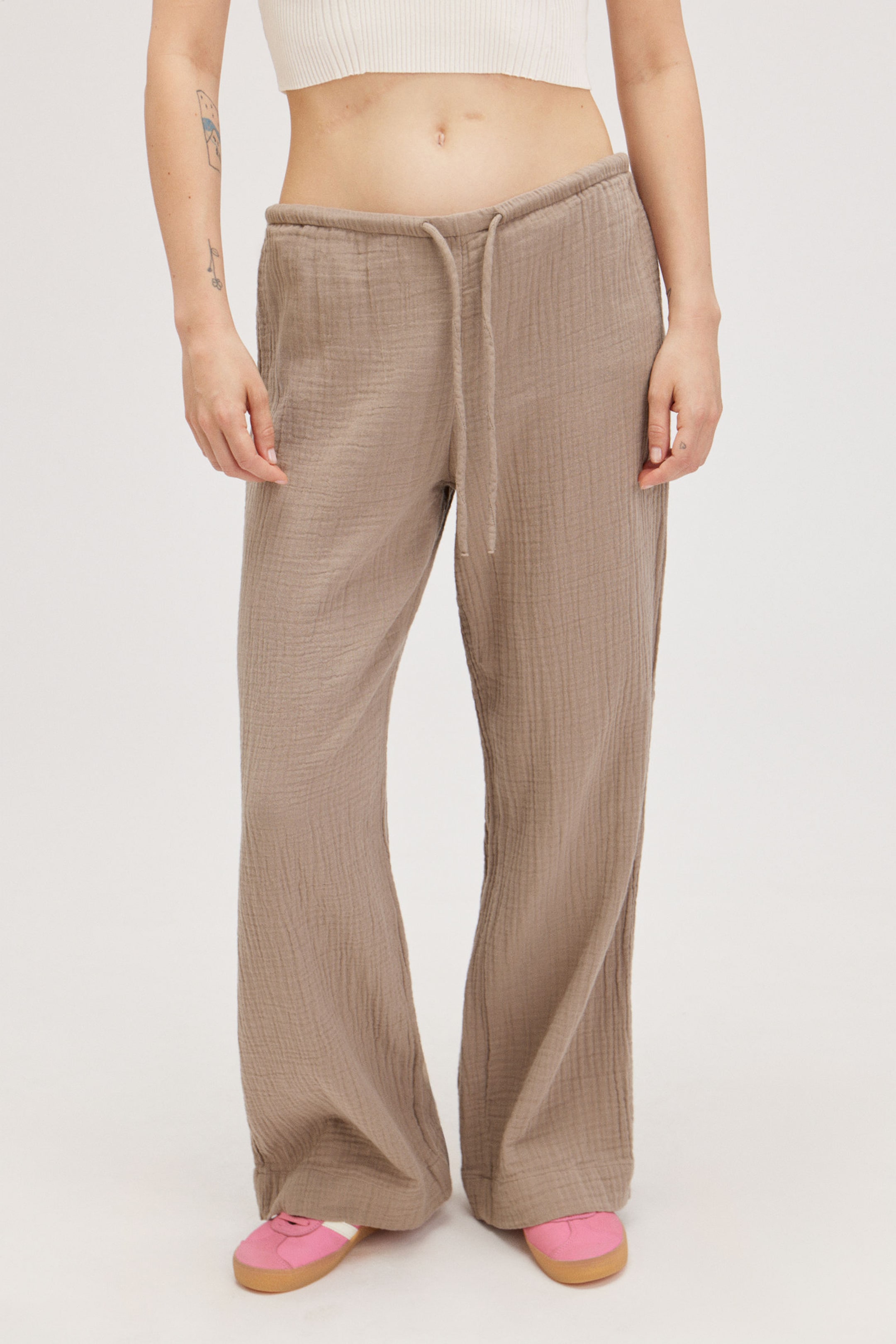 #837C77 - Loose Pull-on Cotton Trousers - 2
