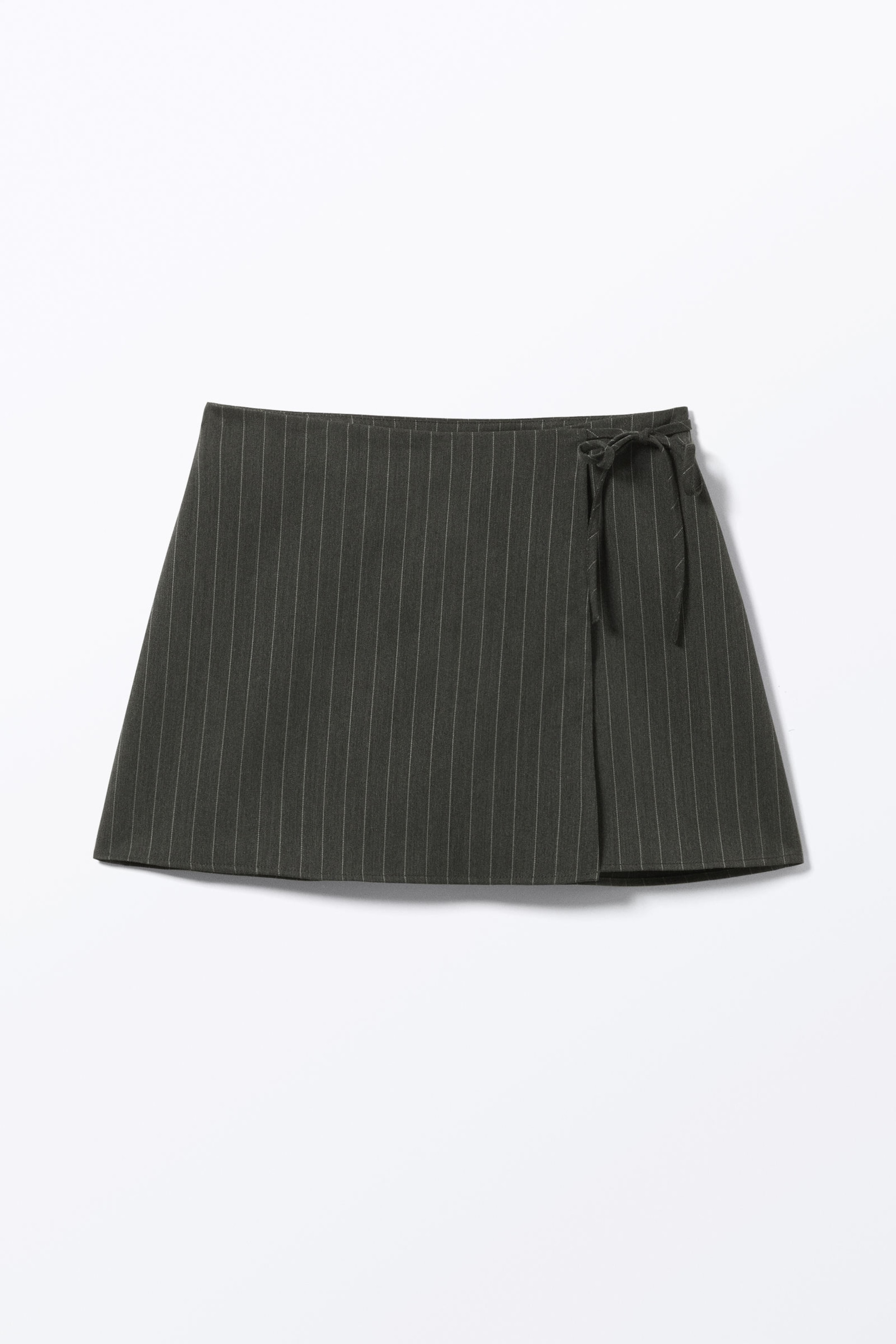 Dark Grey Pinstripe - Mini Wrap Skirt - 3