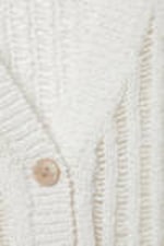 White - Open-Knit V-neck Maxi Cardigan - 5