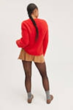 Red - Fluffy knit cardigan - 2