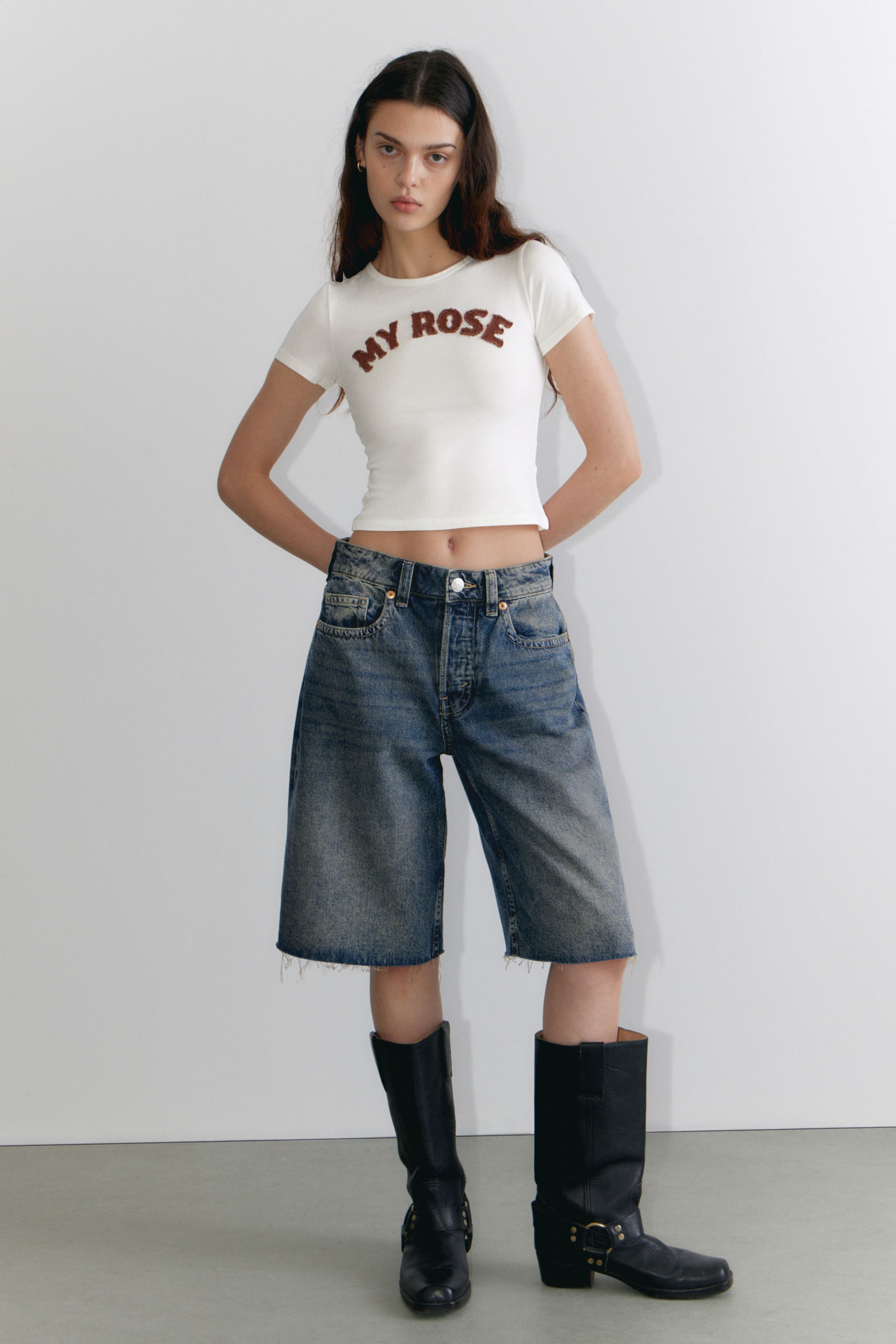 White - My Rose - Cropped t-shirt - 2