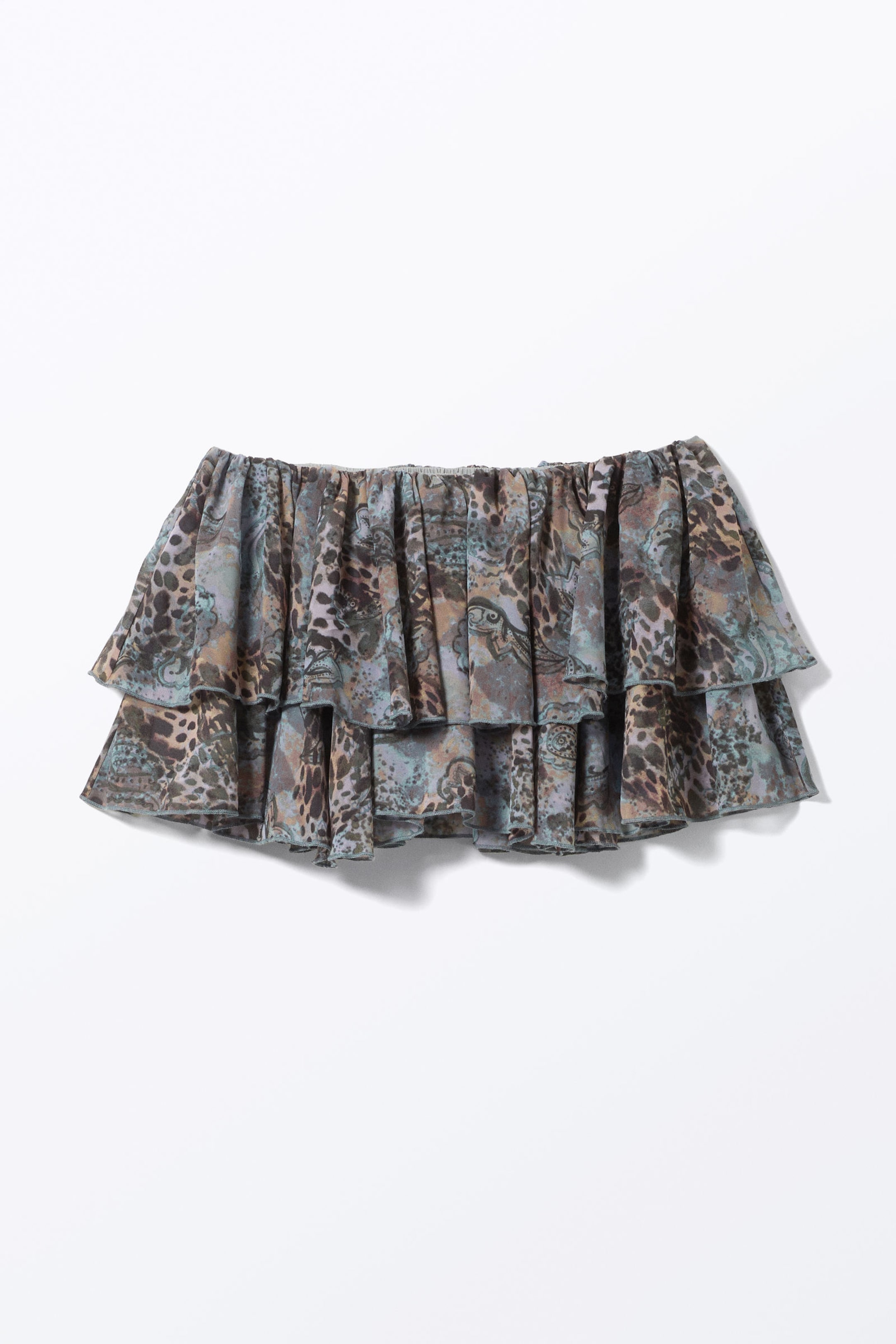 Leopard-Paisly Pattern - Frilled Mini Skirt - 3