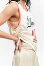 White/Orange - Miami - Mesh Drawstring Tank Top - 2
