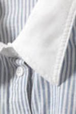 Blue & White Stripes - Cropped Loose Cargo Shirt - 4