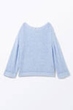 Light Blue - Loose Open-Knit Side Slit Sweater - 4