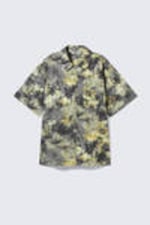 Dark Grey - Dirty Floral - Oversized Short-Sleeved Cotton Poplin Shirt - 4
