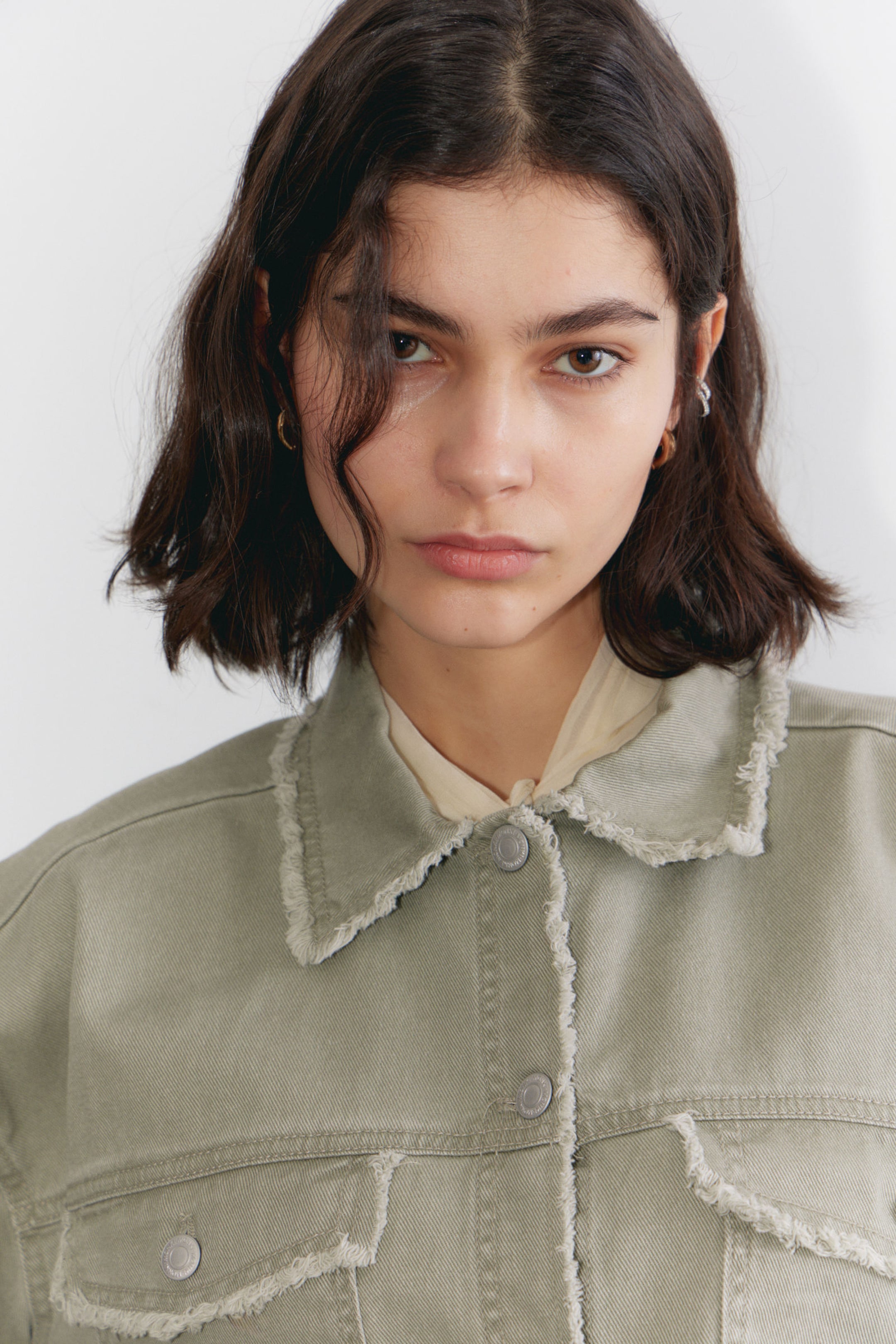 #8D8C81 - Cropped Boxy Twill Jacket - 2