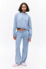 Dusty Blue - Cropped Terry Pyjama Hoodie - 0