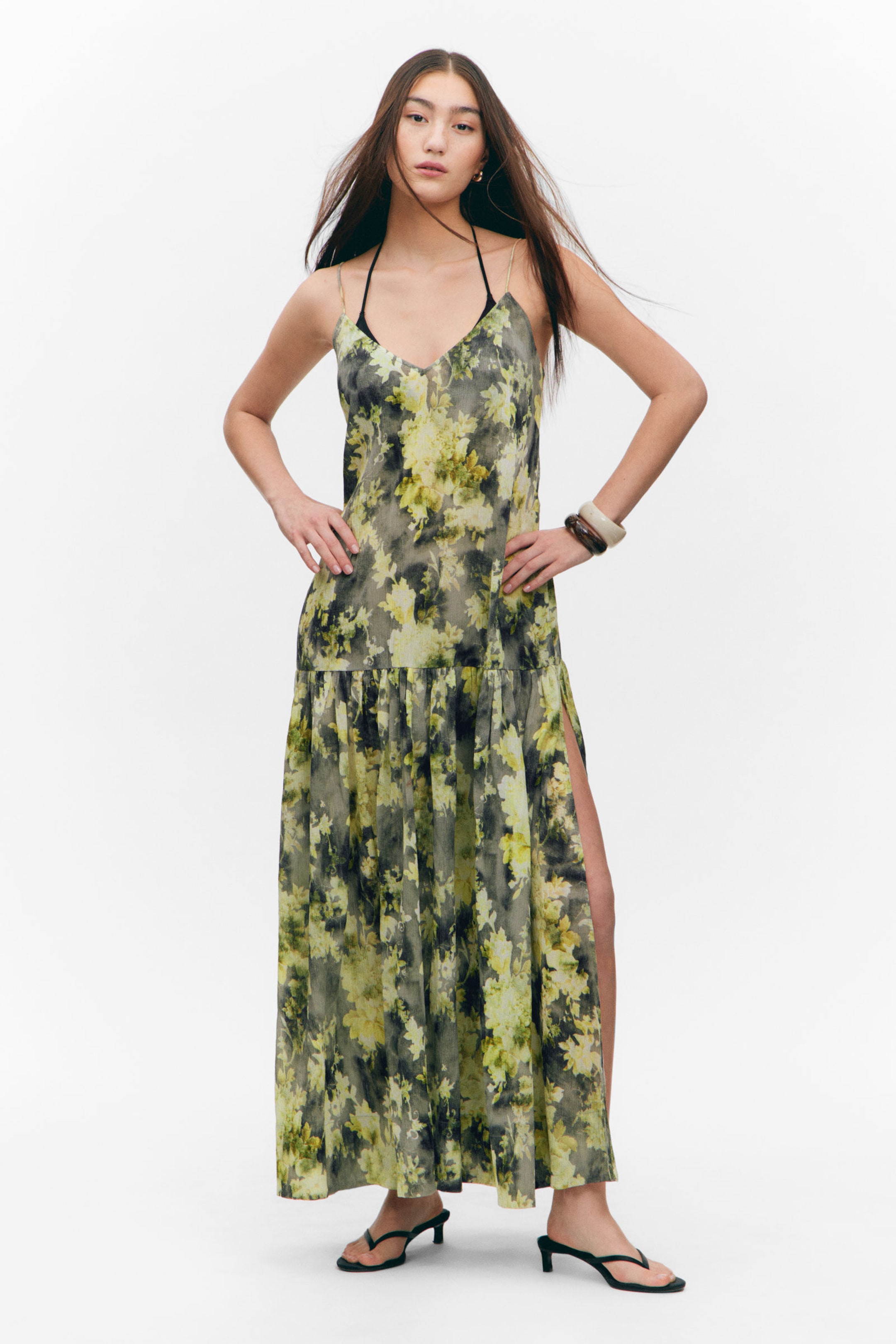 #8C9099 - Tiered Printed Cotton Maxi Dress - 1