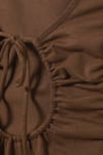 Brown - Sleeveless Tie Keyhole Top - 4