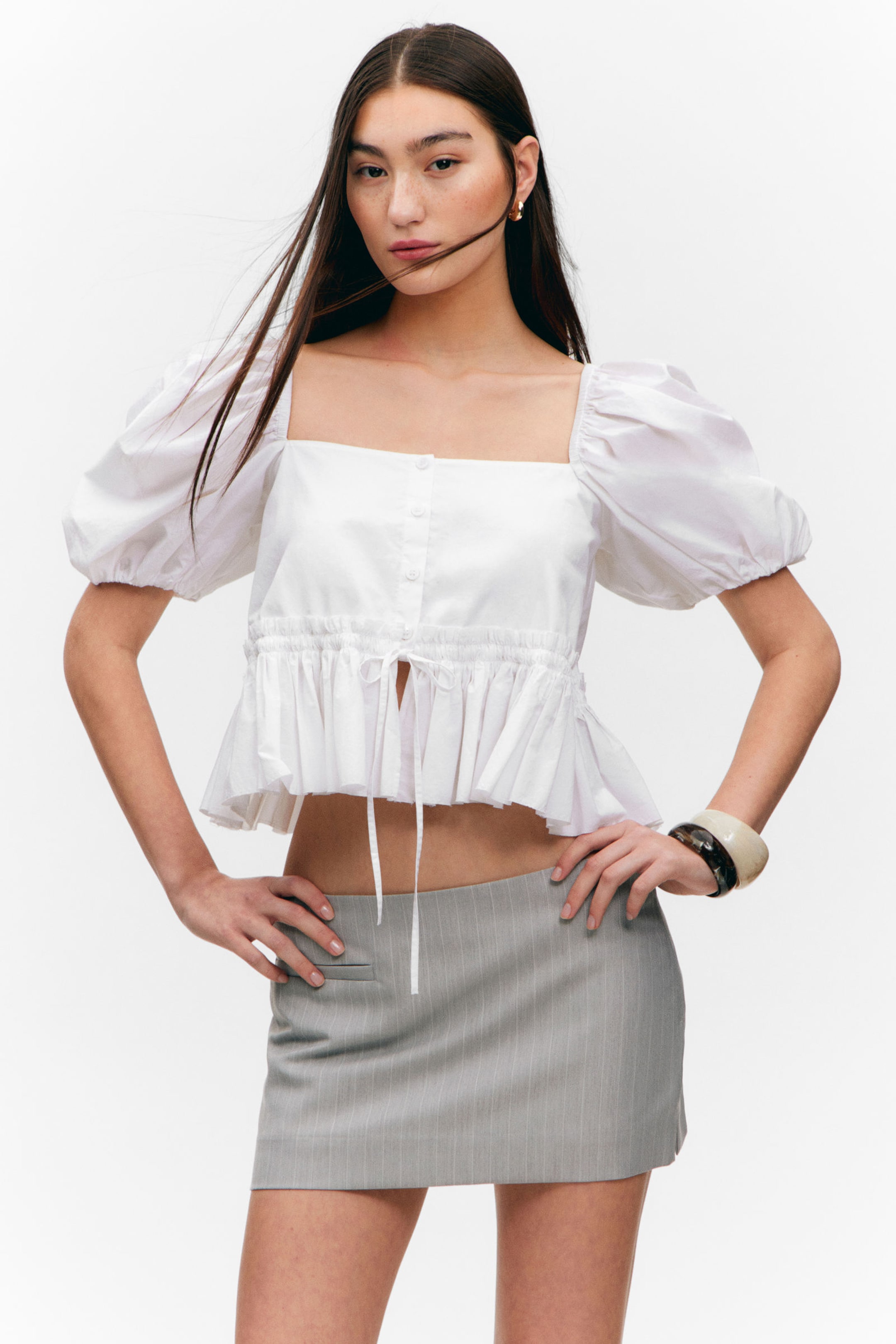 #8C9099 - Low Waisted Mini Suiting Skirt - 1