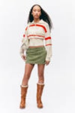 Khaki Green - Mini Cotton Cargo Skirt - 0