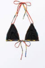 Multicoloured - Abstract Bloom - Printed Triangle Halter Bikini Top - 4