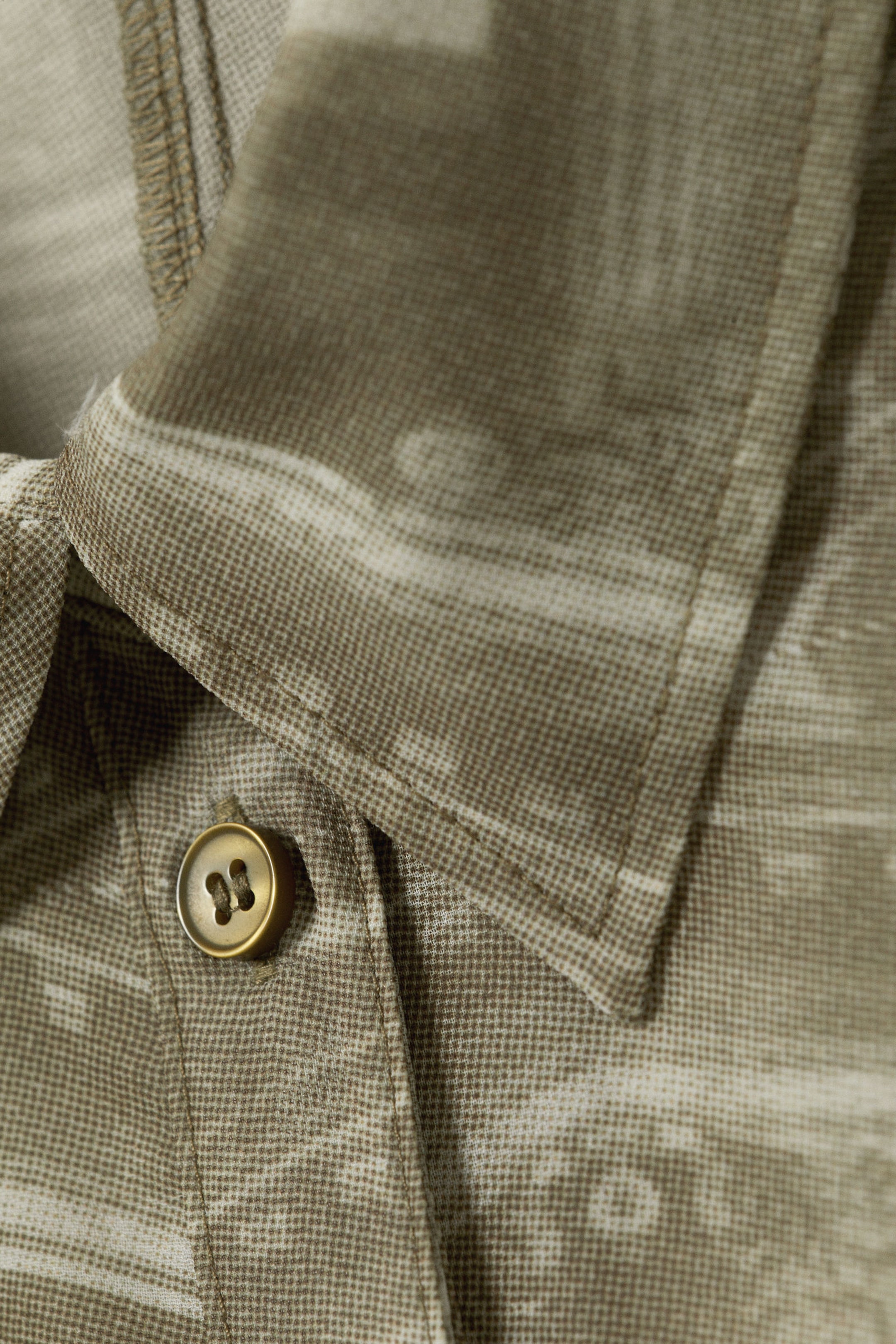 Khaki Green - Baroque Collage - Slim Fit Printed Button-Up Shirt - 5