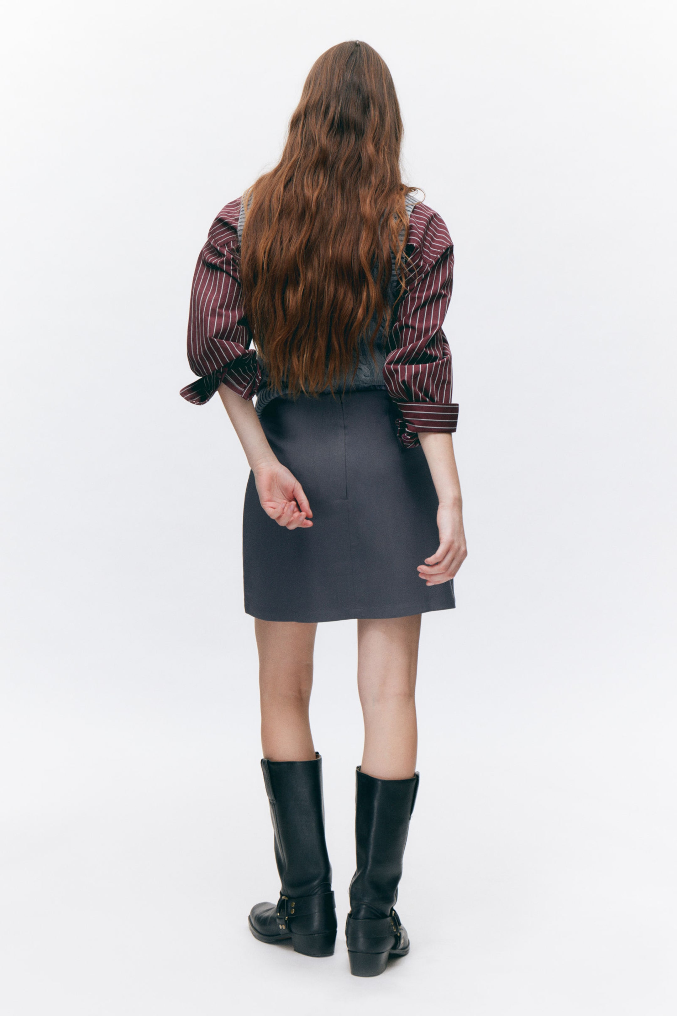 Dark Grey - A-line mini skirt - 2